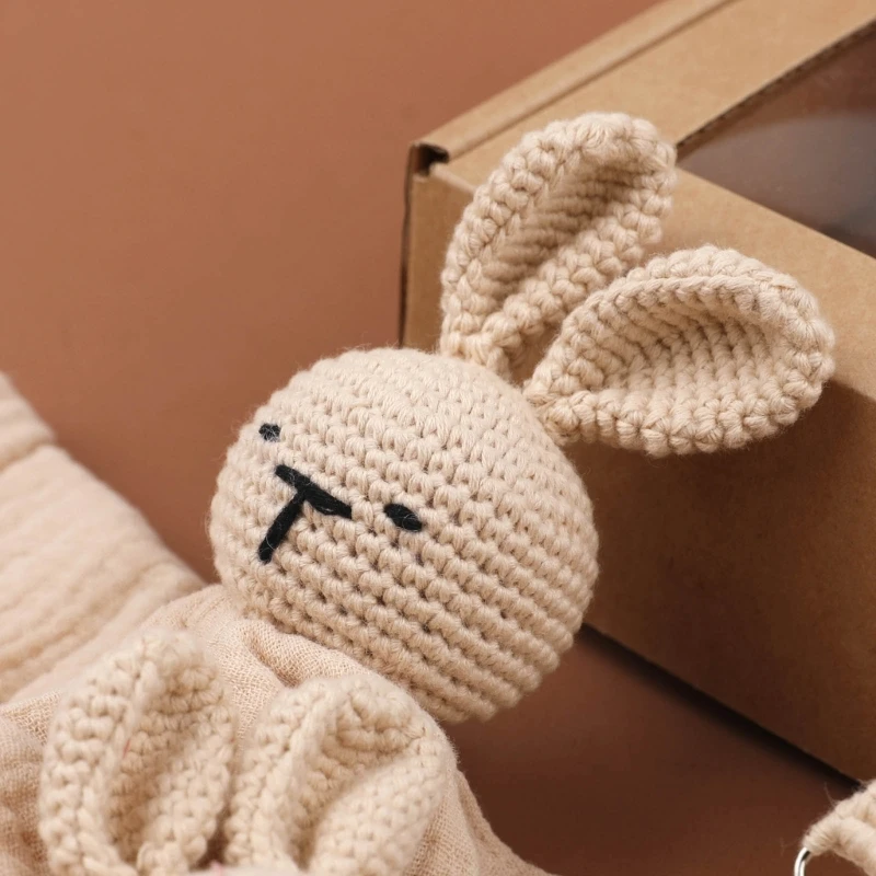 1 Set Baby Stuffed Animal Doll kawaii Panda Plush Toys+Crochet Rattle+Hair Brush+Newborn Swaddle Wrap Baby Birth Shower Gift Box