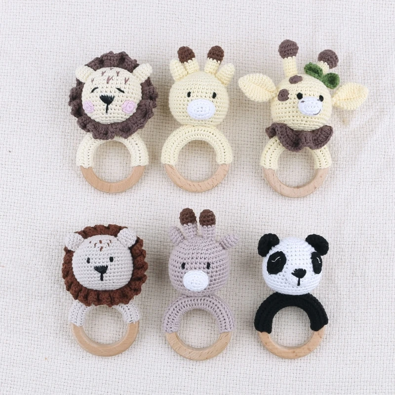 1 Set Baby Stuffed Animal Doll kawaii Panda Plush Toys+Crochet Rattle+Hair Brush+Newborn Swaddle Wrap Baby Birth Shower Gift Box
