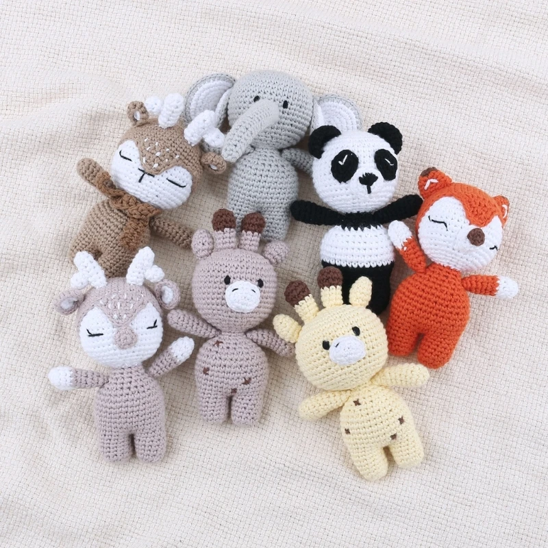 1 Set Baby Stuffed Animal Doll kawaii Panda Plush Toys+Crochet Rattle+Hair Brush+Newborn Swaddle Wrap Baby Birth Shower Gift Box