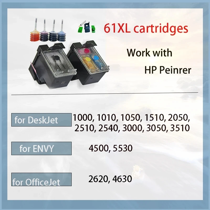 61 XL Compatible Ink Cartridge for HP 61XL for HP61 Envy 4500 4502 5530 & Deskjet 1050 2050 3050 Printer 61 Ink Cartridges