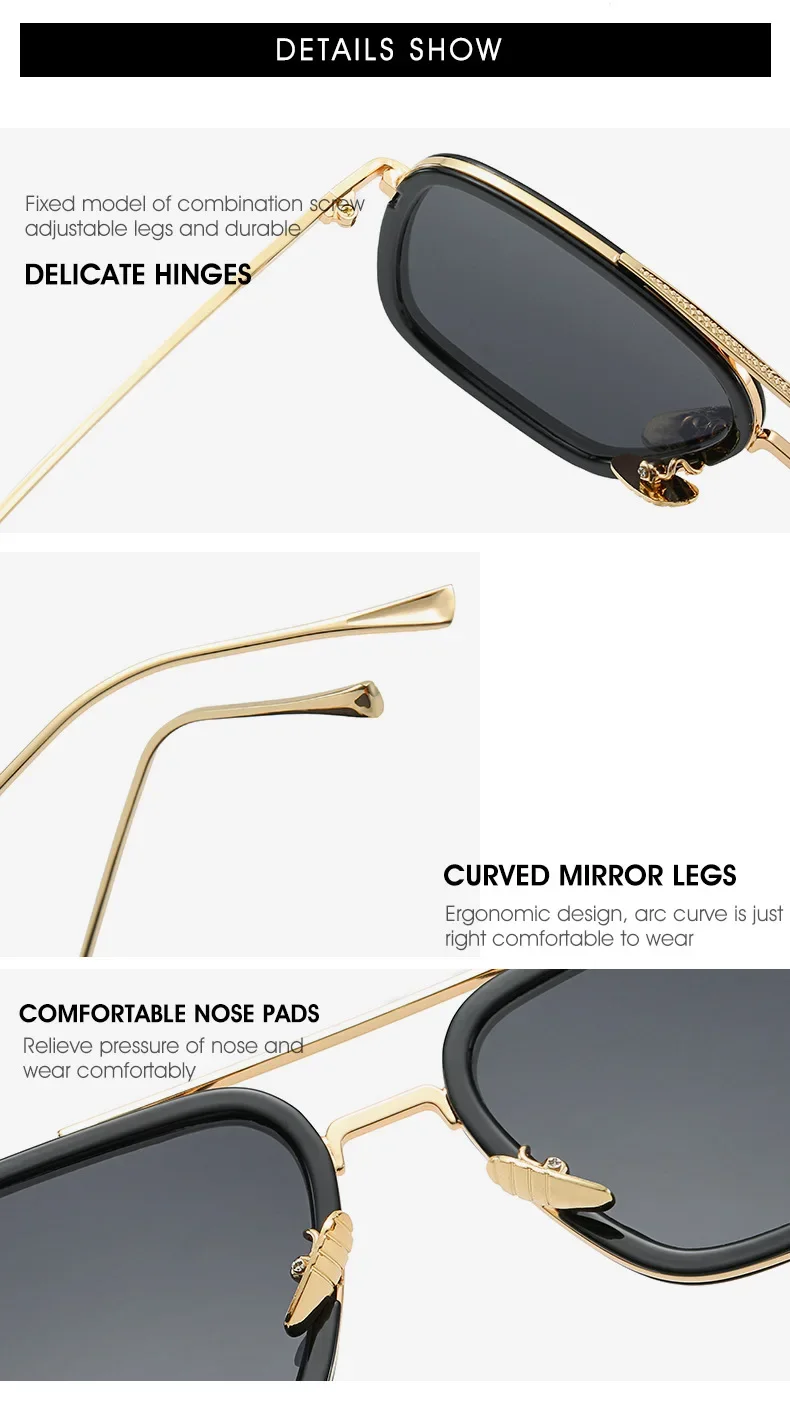 Tony Stark Glasses Men Women Sunglasses Iron man Eyewear Steampunk Sun Glasses Male Goggles