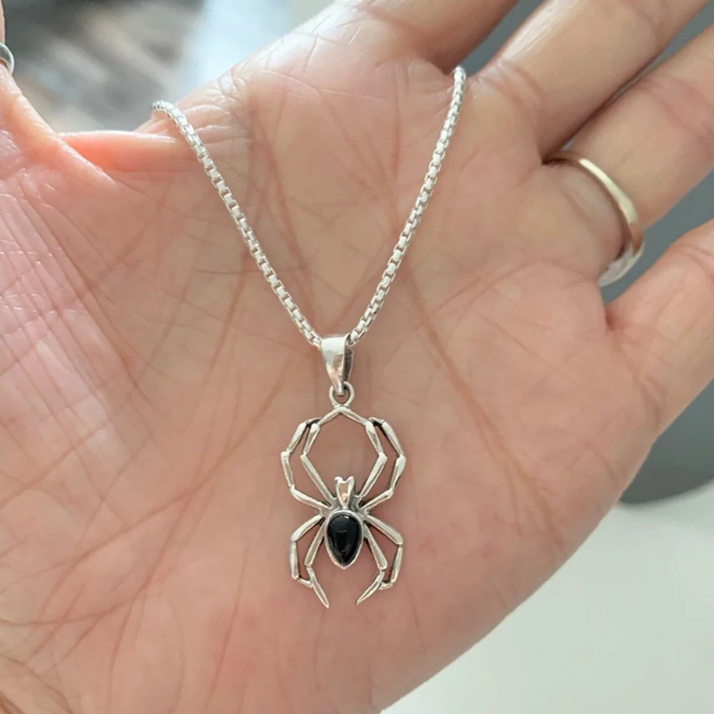New Cute Spider Animal Pendant Necklace for Girls Silver Color Chain Necklace Y2K Style Women Neck Accessories Trendy Jewelry
