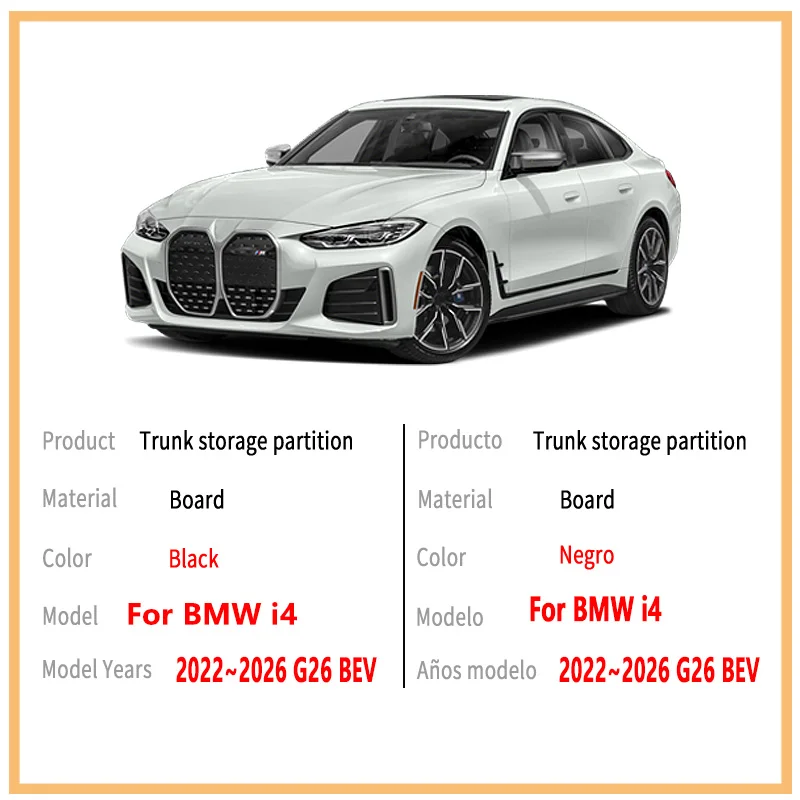Car Accessories For BMW I4 G26 BEV 2022~2026 2025 24 Trunk Storage Partition Multifunction Storage Auto Interior Parts Organizer