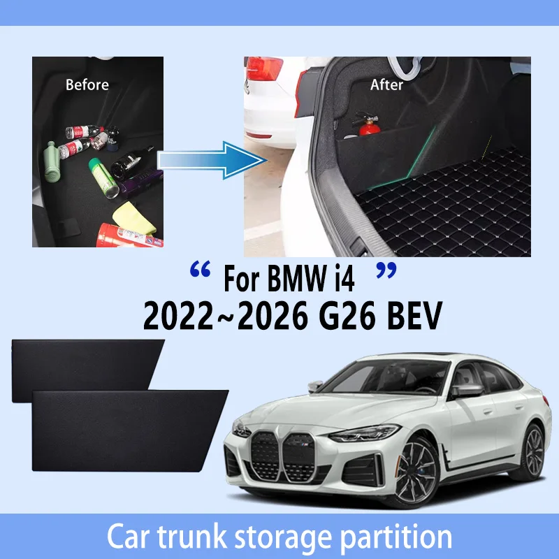 Car Accessories For BMW I4 G26 BEV 2022~2026 2025 24 Trunk Storage Partition Multifunction Storage Auto Interior Parts Organizer