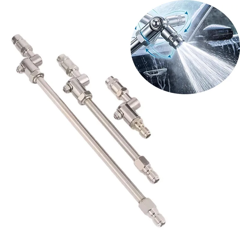Universal High Pressure Car Wash Gun with 1/4 Quick Plug, Rotating Spray Nozzle Extension Pole for Auto Underbody Cleaning