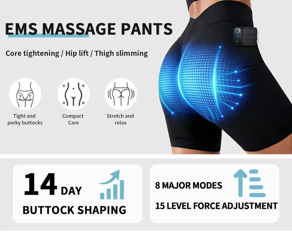 EMS Yoga Shorts Intelligent Microcurrent Massage Power Pants Muscle Stimulator Hip Lifting Leg Toning Body Shaping Pants