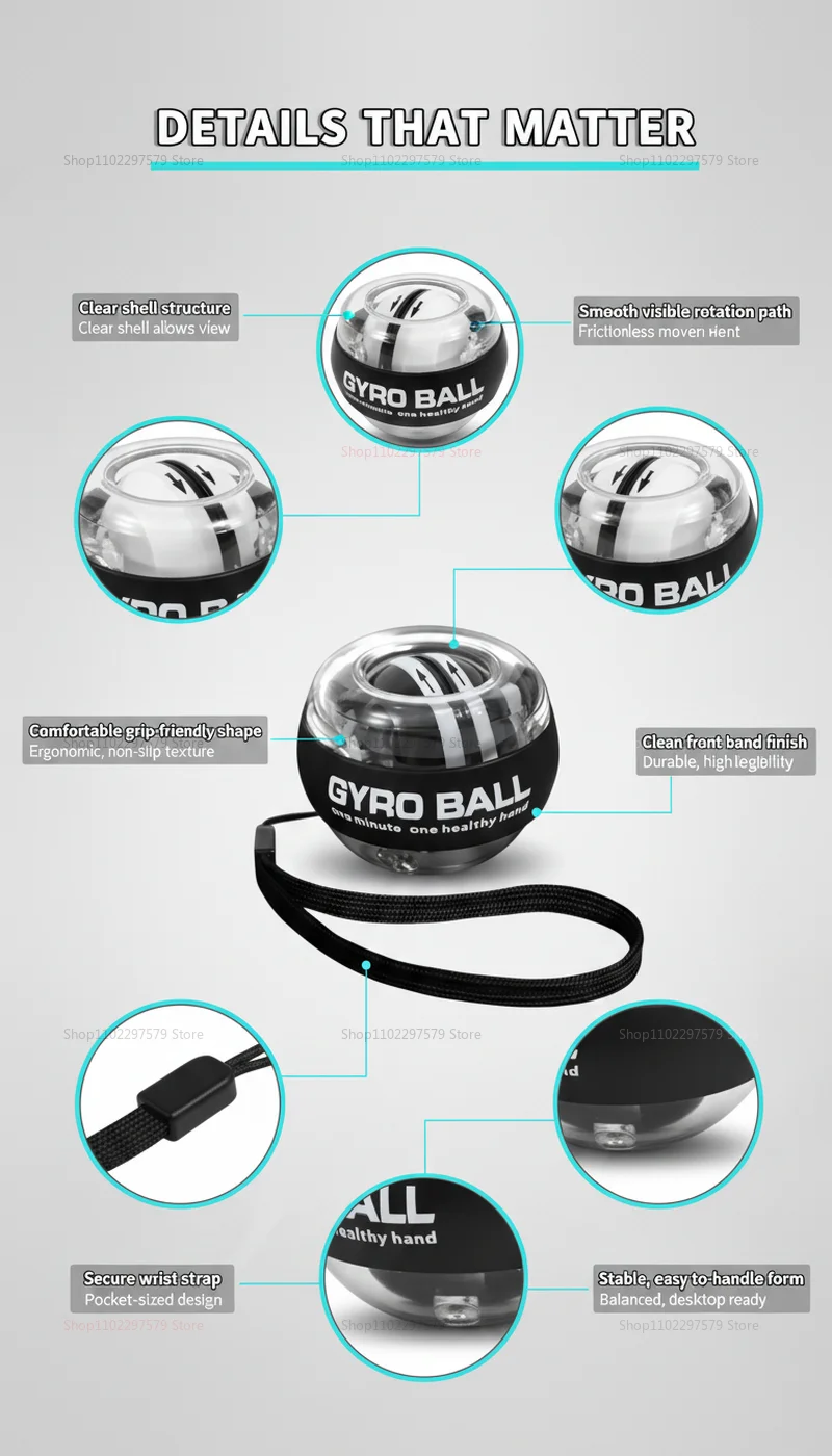 Forearm Exerciser with Self-Activating Wrist Gyro Ball Wrist Strengthener for Arm and Finger Muscle Training Suitable for Fitnes