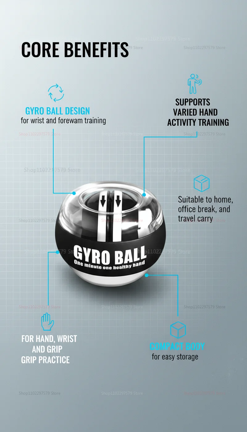 Forearm Exerciser with Self-Activating Wrist Gyro Ball Wrist Strengthener for Arm and Finger Muscle Training Suitable for Fitnes