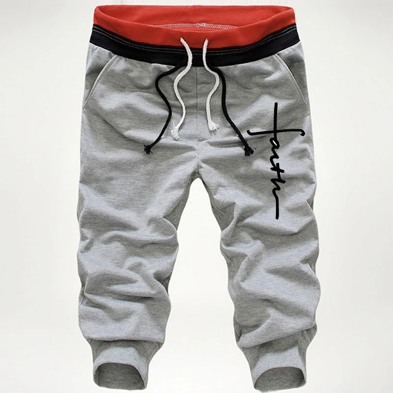 Men Summer Sport Running Hit Color Design Casual Pants Fashion 3/4 Short