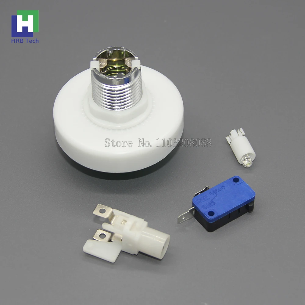 10pcs 60MM Chrome Plated Silver Arcade Illuminated Push Button Switch Button 12V Led Start Button Arcade Game Machine DIY Parts