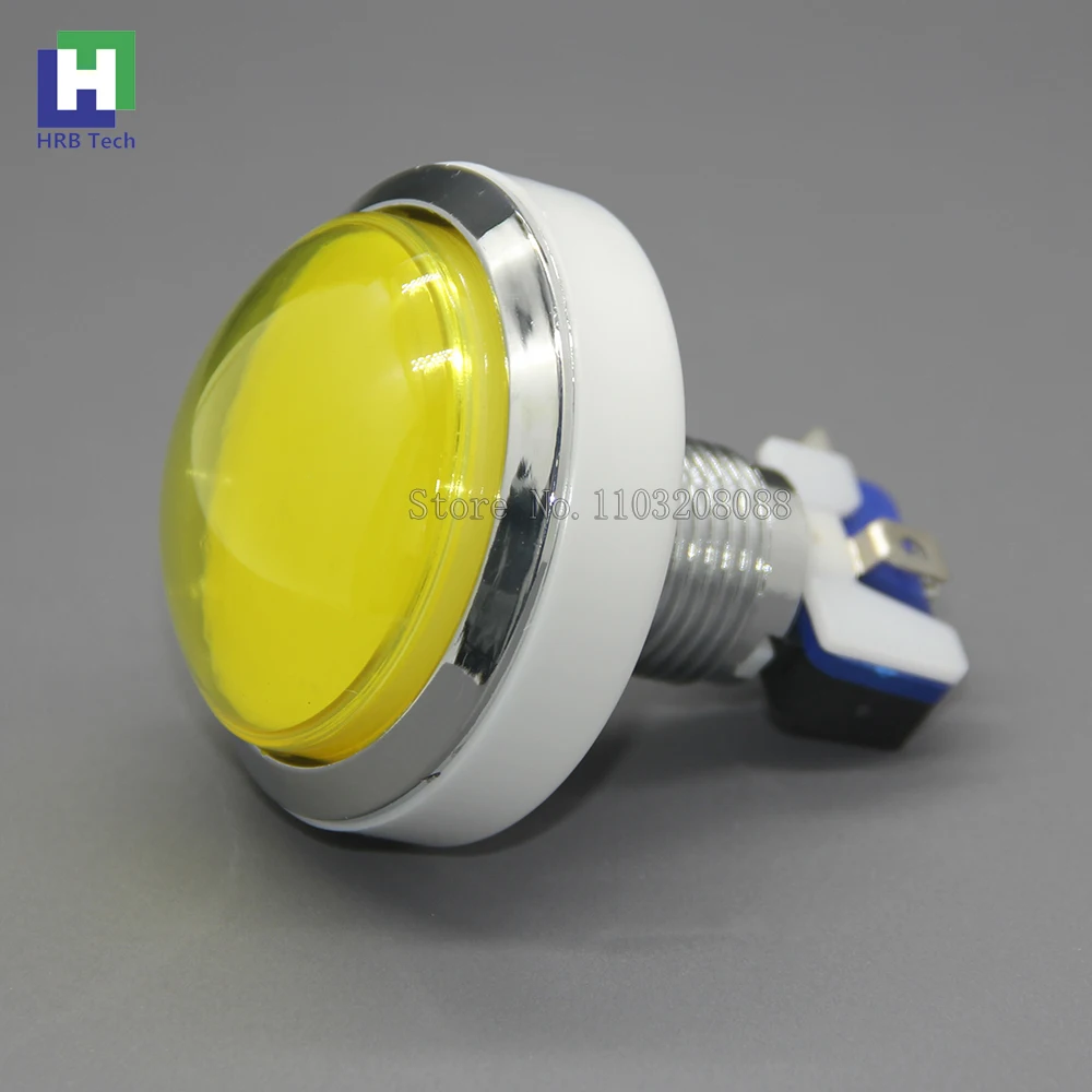 10pcs 60MM Chrome Plated Silver Arcade Illuminated Push Button Switch Button 12V Led Start Button Arcade Game Machine DIY Parts