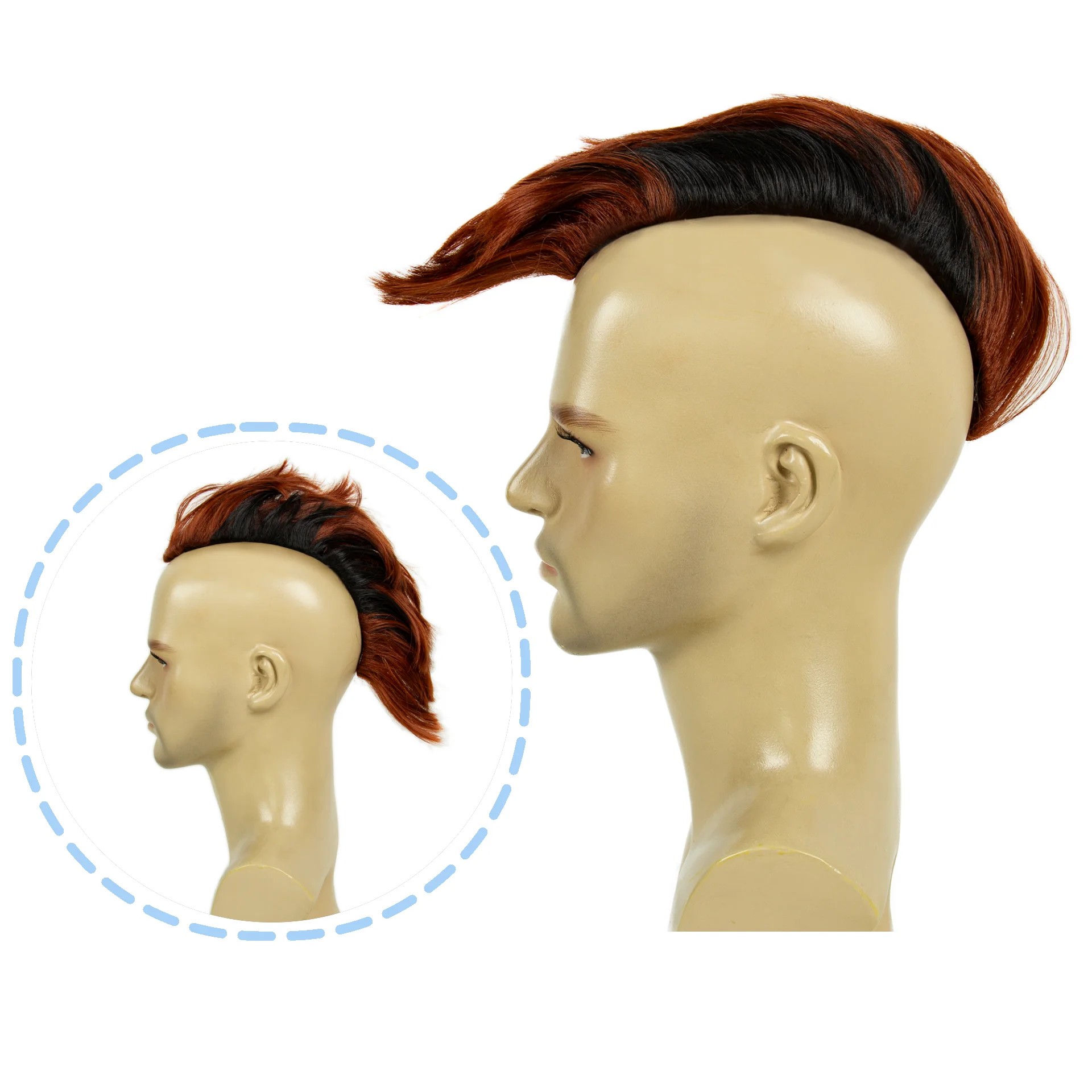 REEWES Obrem Brown Mokhaw Wig Clip in Hairpiece Toupee Synthetic Hair For Daily PUNK ROCK Party Cosplay