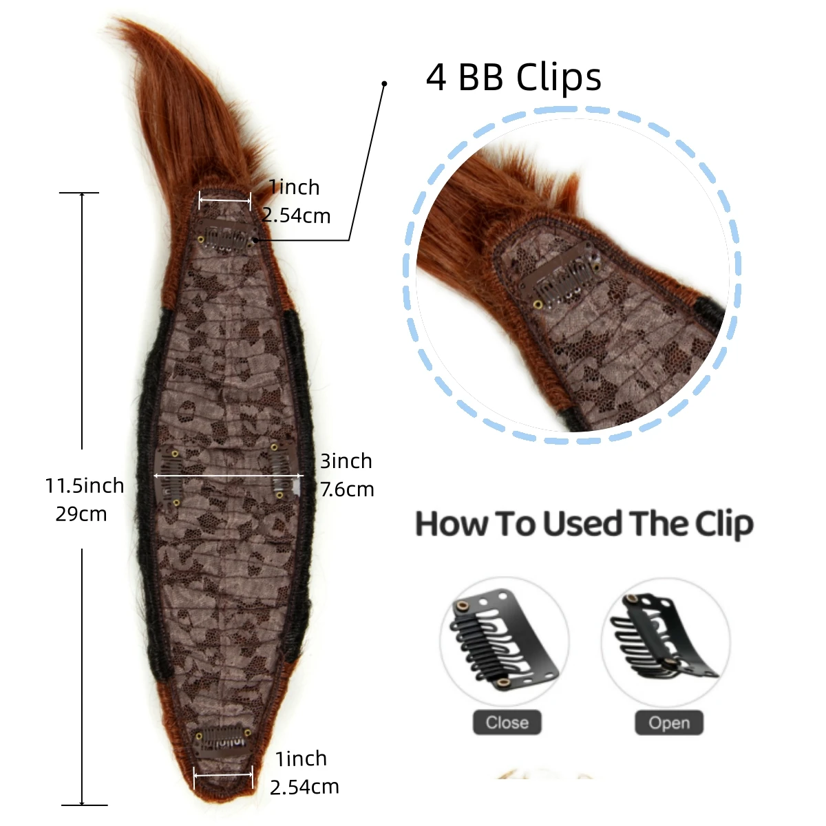 REEWES Obrem Brown Mokhaw Wig Clip in Hairpiece Toupee Synthetic Hair For Daily PUNK ROCK Party Cosplay