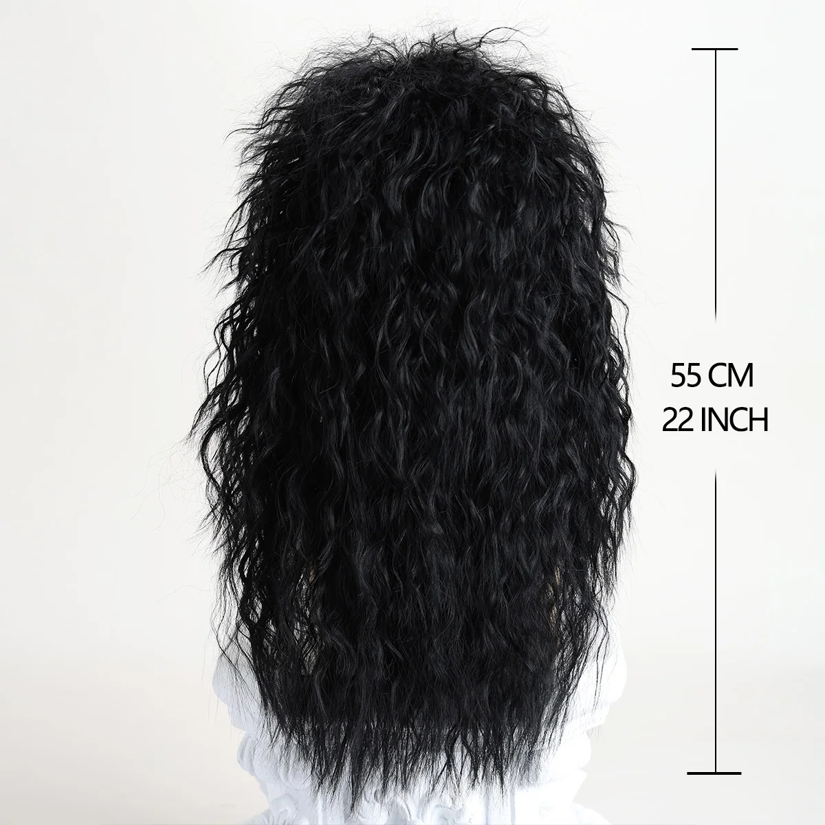 70S 80S Rock Punk Wig 22 Inch Men's Long Curly Synthetic Natural Look Halloween Cosplay Wig