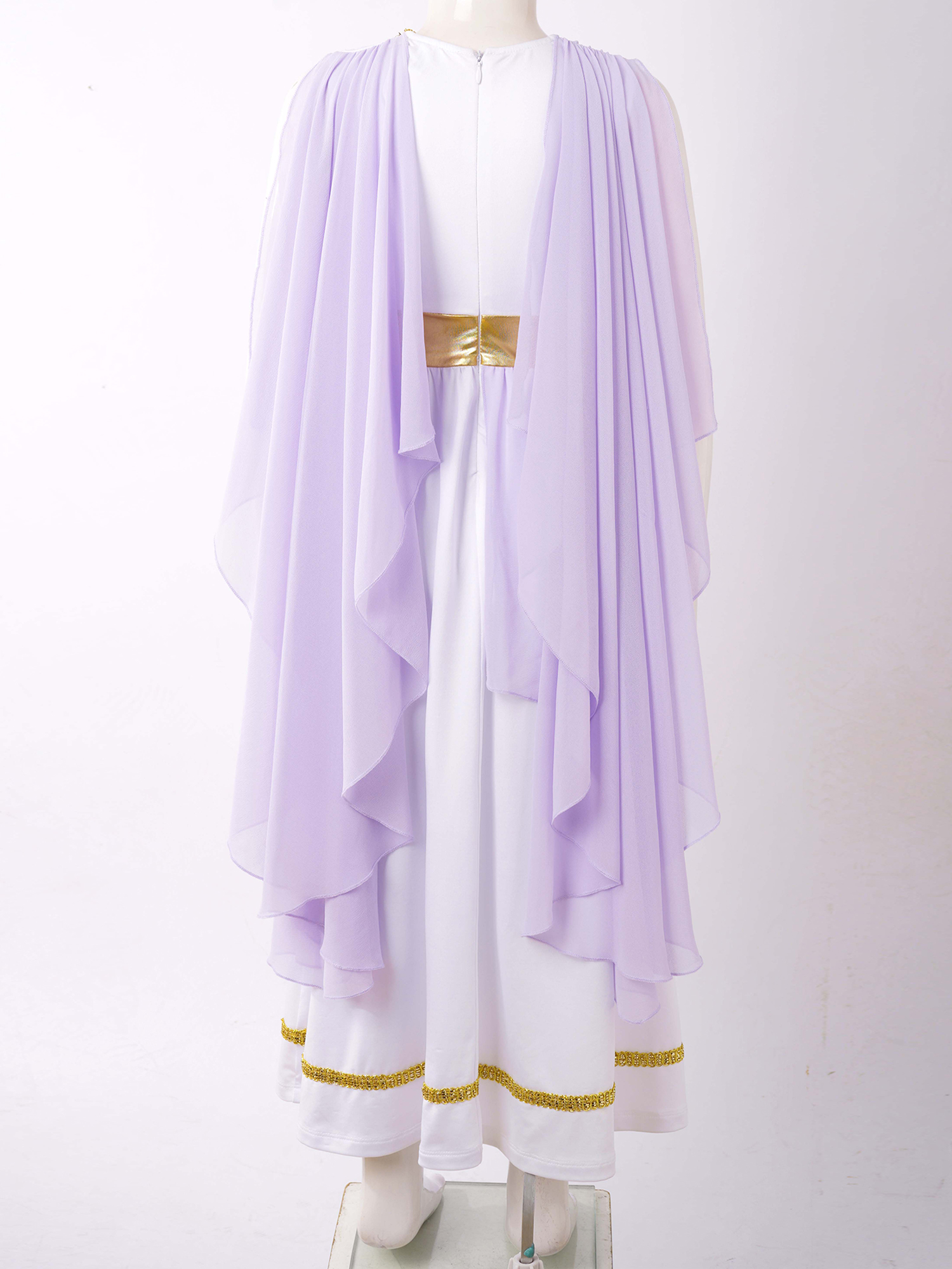 Kids Girls Roman Ancient Greek Godess Toga Costume Athena Cosplay Princess Robe Dress with Flowy Tulle Shawls Headwear Outfits