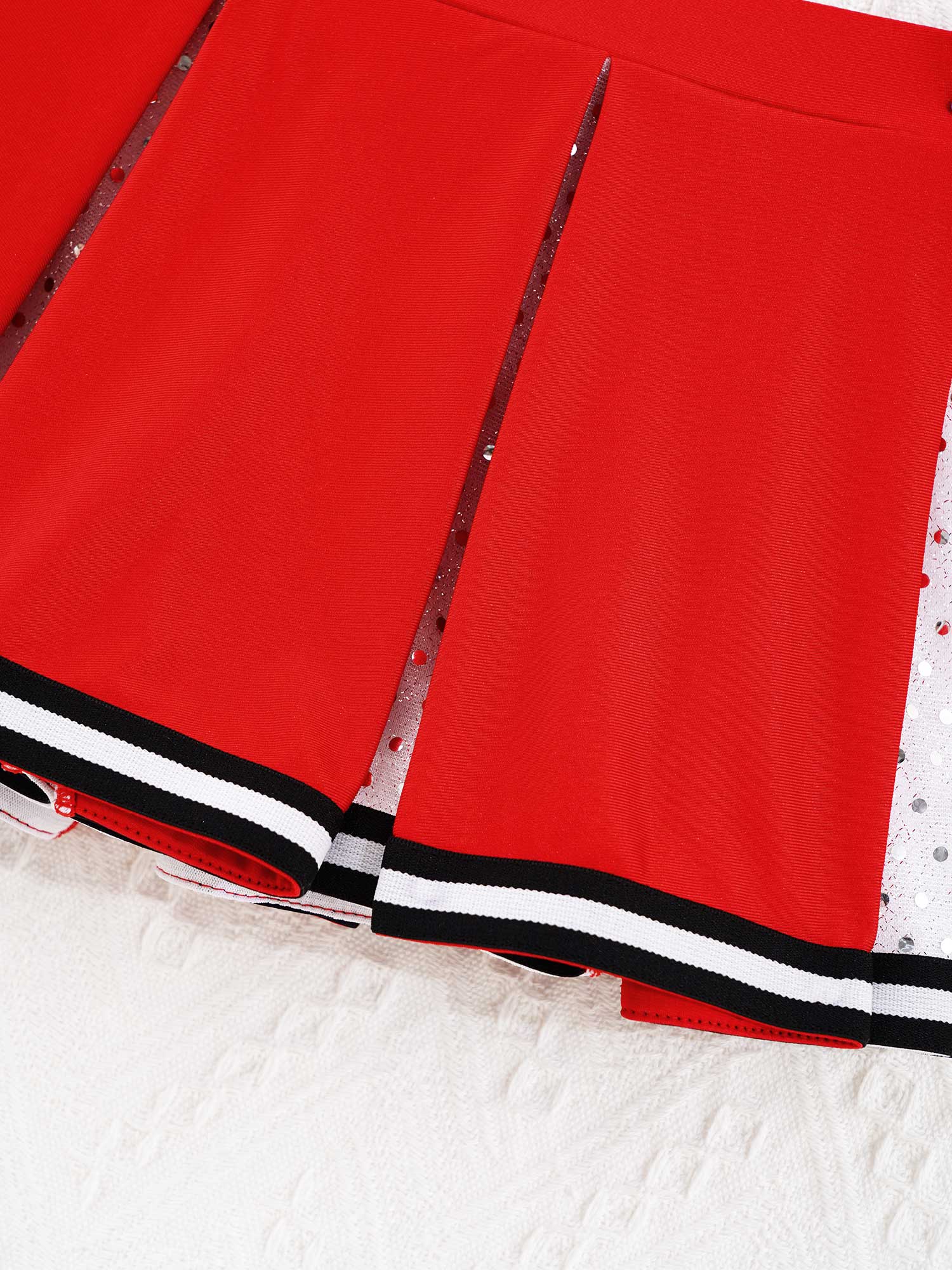 Kids Girls Cheerleader Costume Outfit Sequins Crop Top Pleated Skirt with Headwear Striped Socks School Cheerleader Uniform Suit