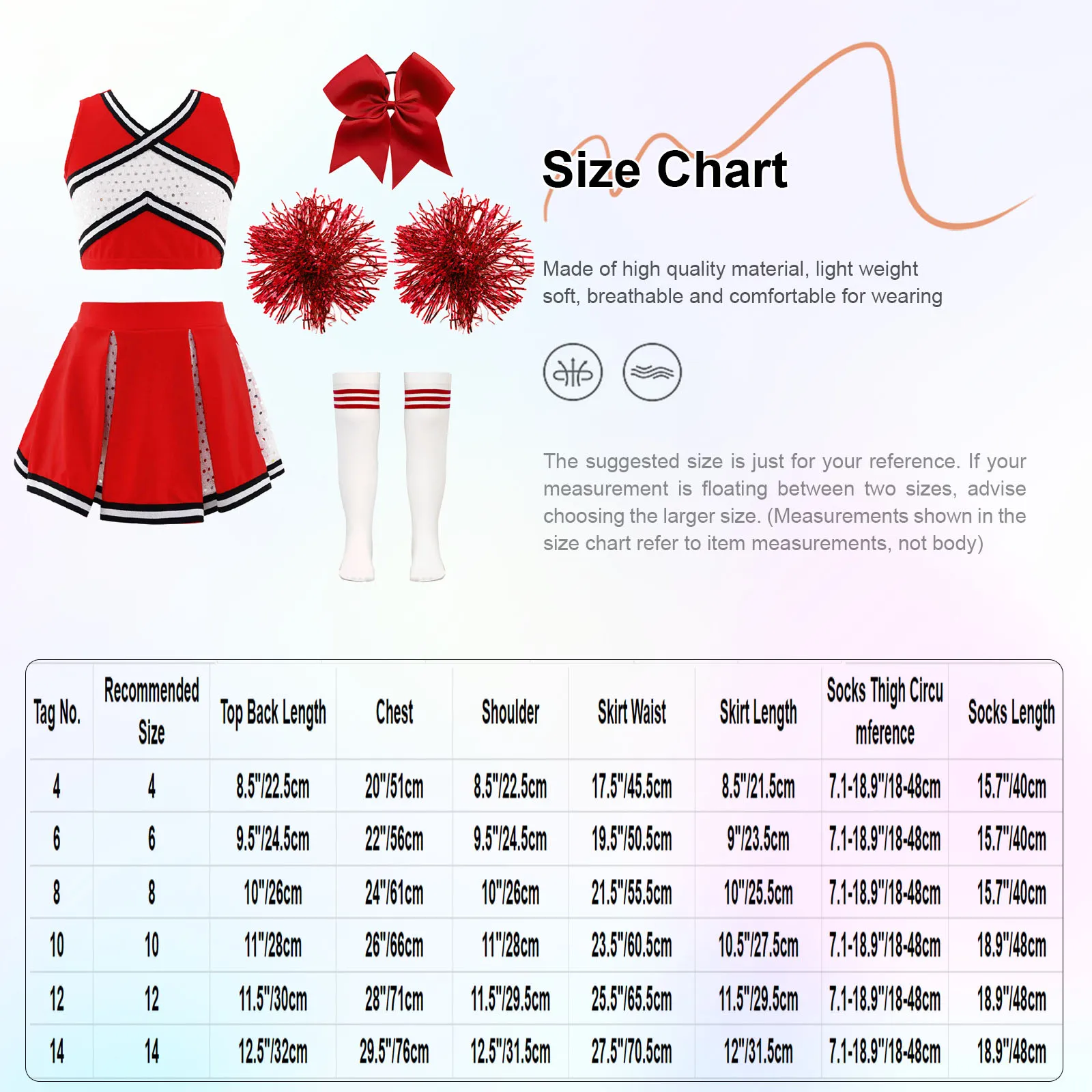 Kids Girls Cheerleader Costume Outfit Sequins Crop Top Pleated Skirt with Headwear Striped Socks School Cheerleader Uniform Suit