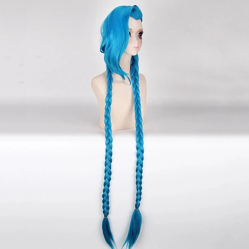 Synthetic Hair Jinx Cosplay Lol Long Blue Halloween Anime Costume Wig