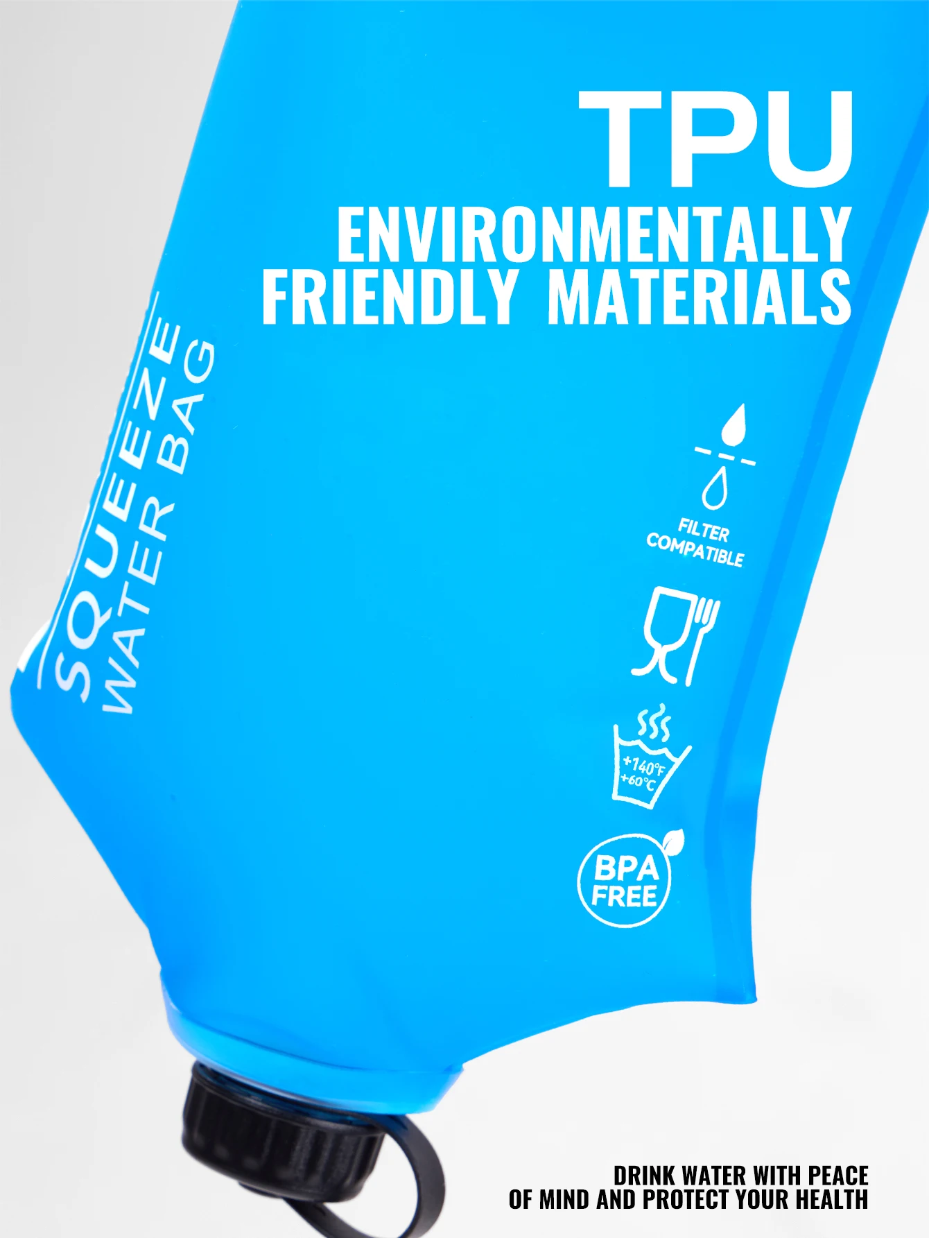 WRELS Water Collection Filtration Bag for Water Filtration System Survival Water Filter Straw Foldable BPA-Free Filtration Bag