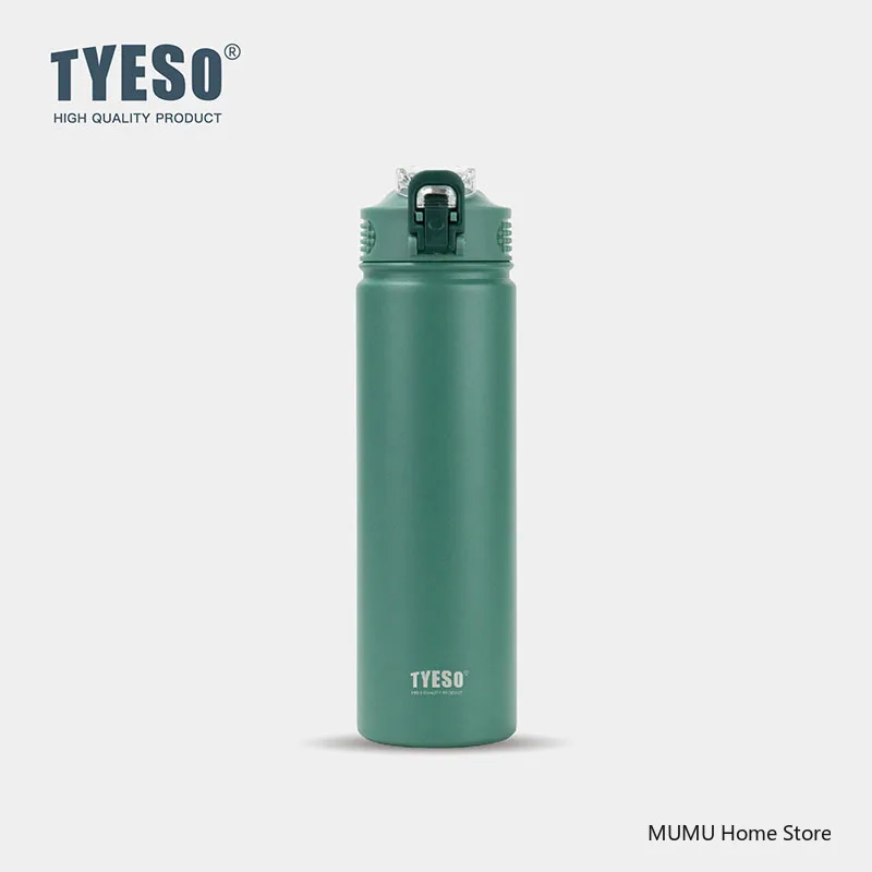 TYESO 600/750ML Thermos Bottle With Straw Stainless Steel Car Thermal Cup Sports Water Bottles Keeps Cold and Heat Thermal Mug