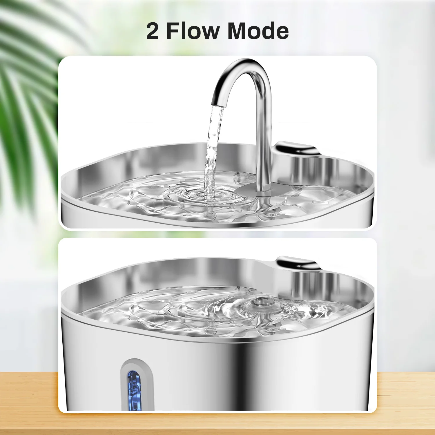 ZYfeeder 2.2L Stainless steel pet water fountain, artesian water fountain for cats, ultra-quiet water pump with filter