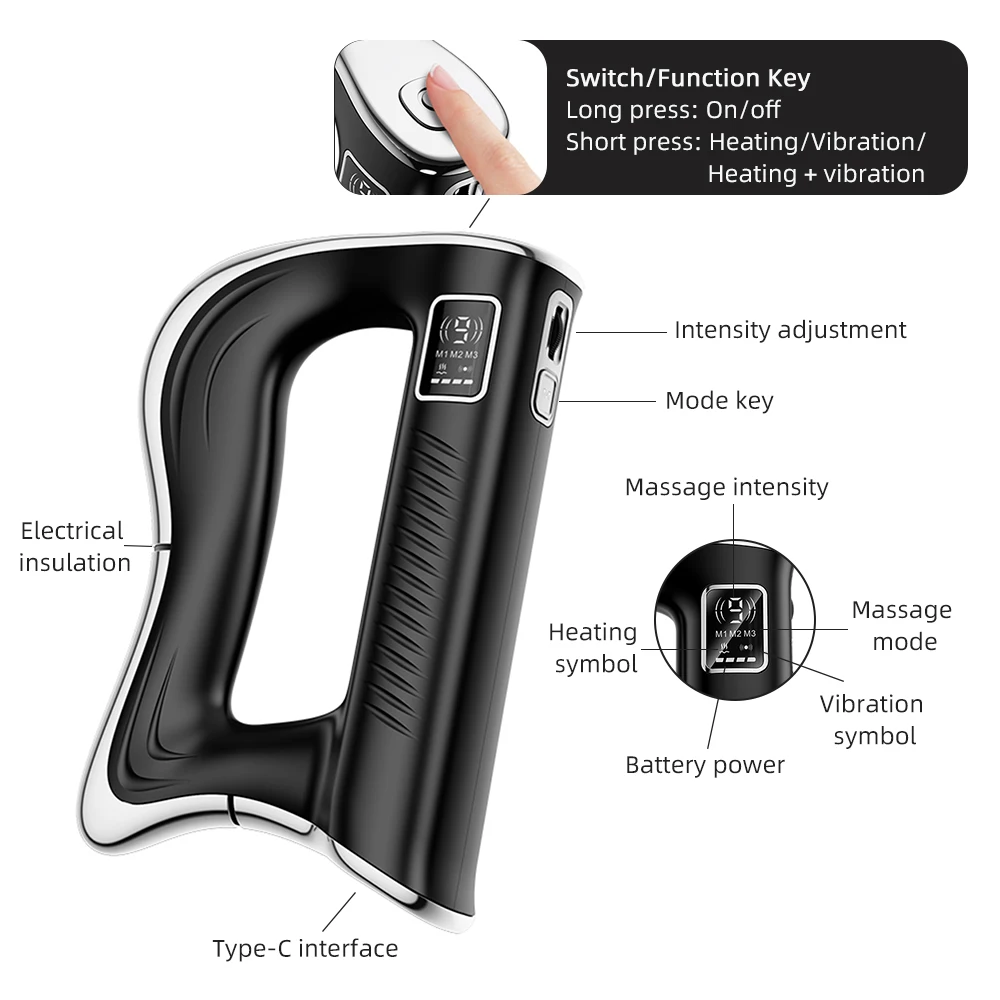 Electric Fascia Scraper EMS Micro Current Fascia Knife Muscle Body Massager Vibration Relaxation Body Lifting Massage Blade
