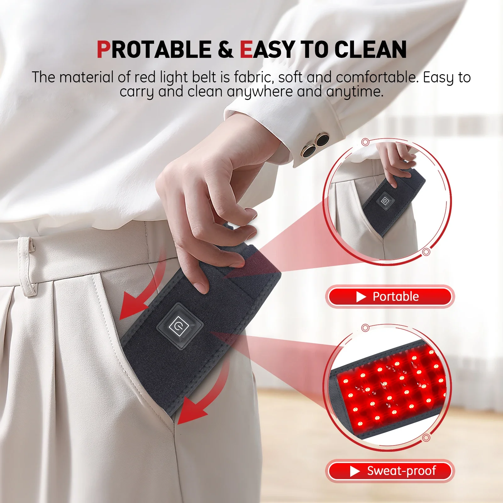 660nm Red Light Infrared 850NM Fabric Chin Neck Home Use Neck Heating Belt Lifting Firming Skin Neck Pain Relief Wrap Skin Care