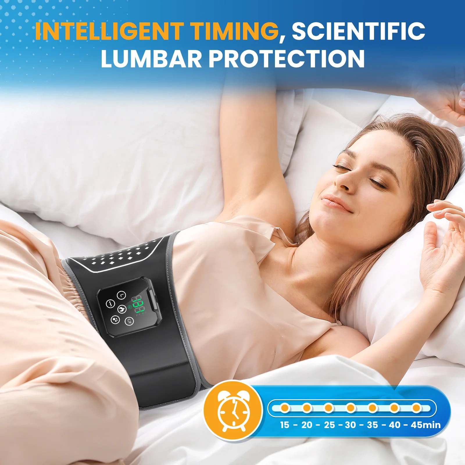 Smart Air Pressure Heating Massage Waist Belt,Cordless Airbag Squeeze Support,Vibration Massager,Lumbar Back Brace,Muscle Relax