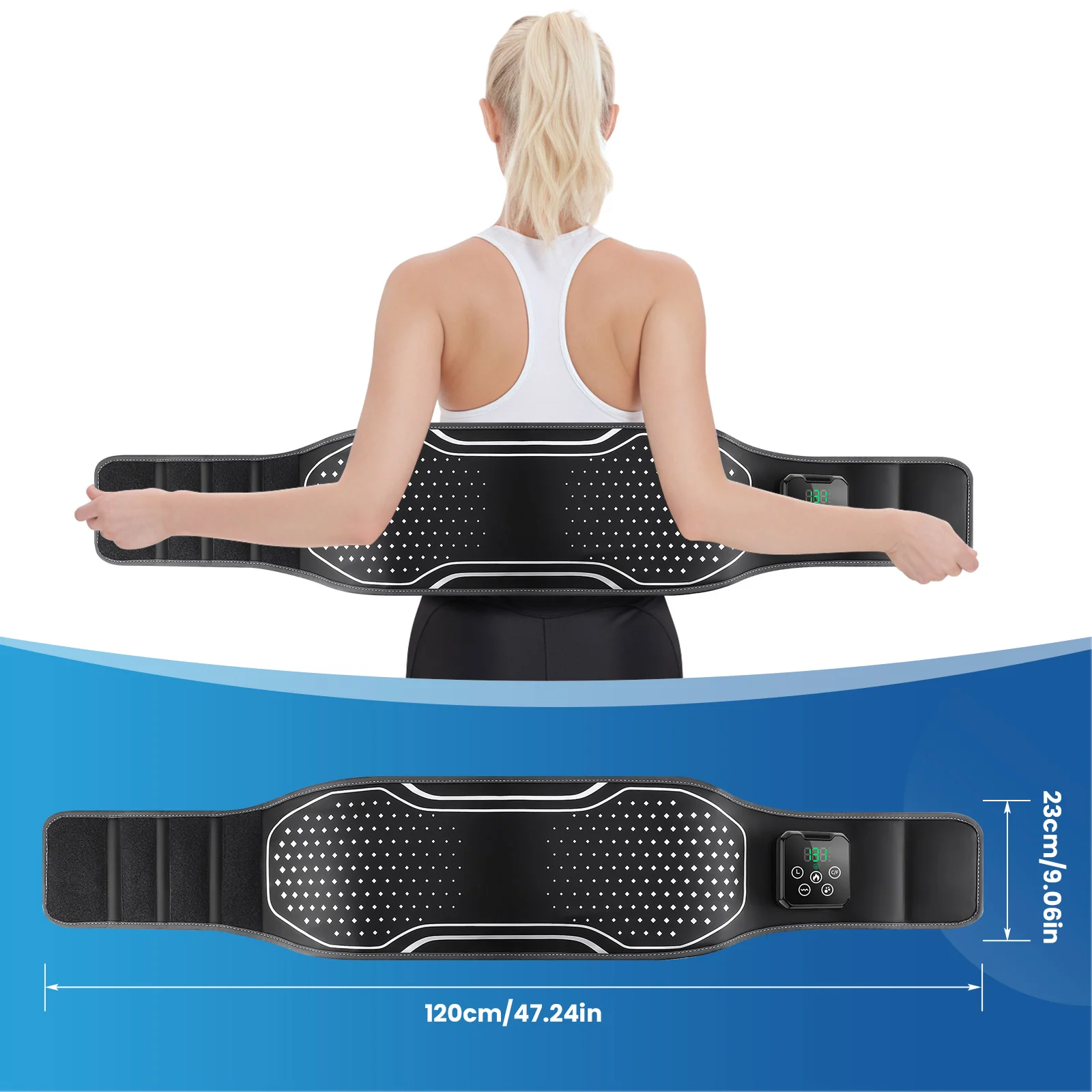Smart Air Pressure Heating Massage Waist Belt,Cordless Airbag Squeeze Support,Vibration Massager,Lumbar Back Brace,Muscle Relax