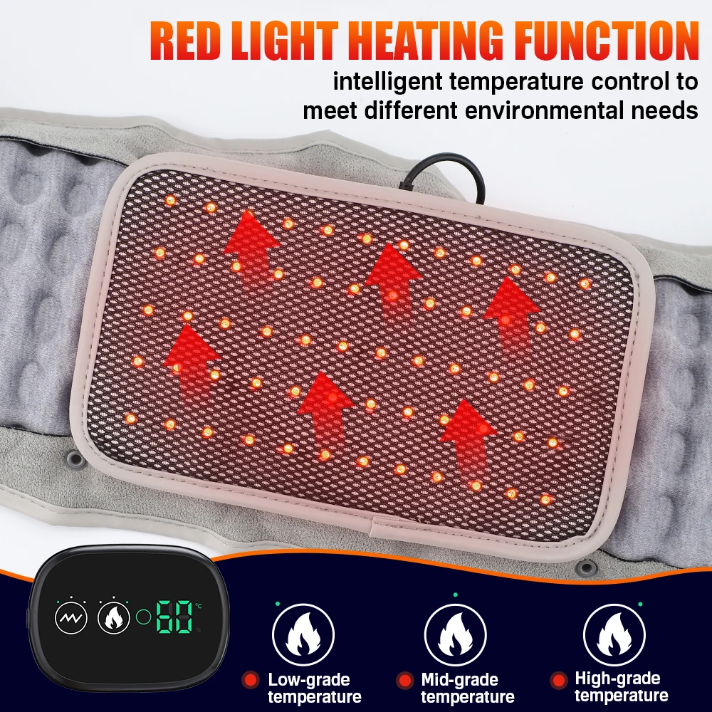 Smart Air Pressure Heating Massage Waist Belt,Cordless Airbag Squeeze Support,Vibration Massager,Lumbar Back Brace,Muscle Relax