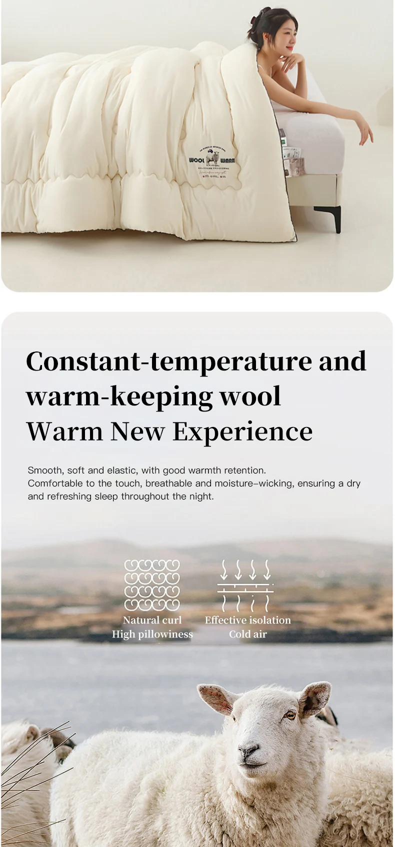 New Autumn and Winter Wool Quilt, Thick and Warm Winter Quilt, Quick Heating Quilt Core, Universal for All Seasons