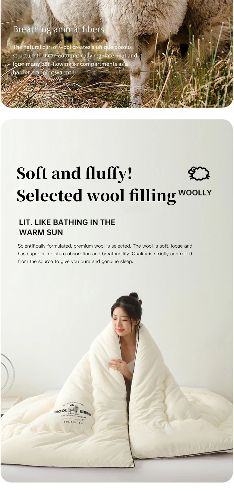 New Autumn and Winter Wool Quilt, Thick and Warm Winter Quilt, Quick Heating Quilt Core, Universal for All Seasons
