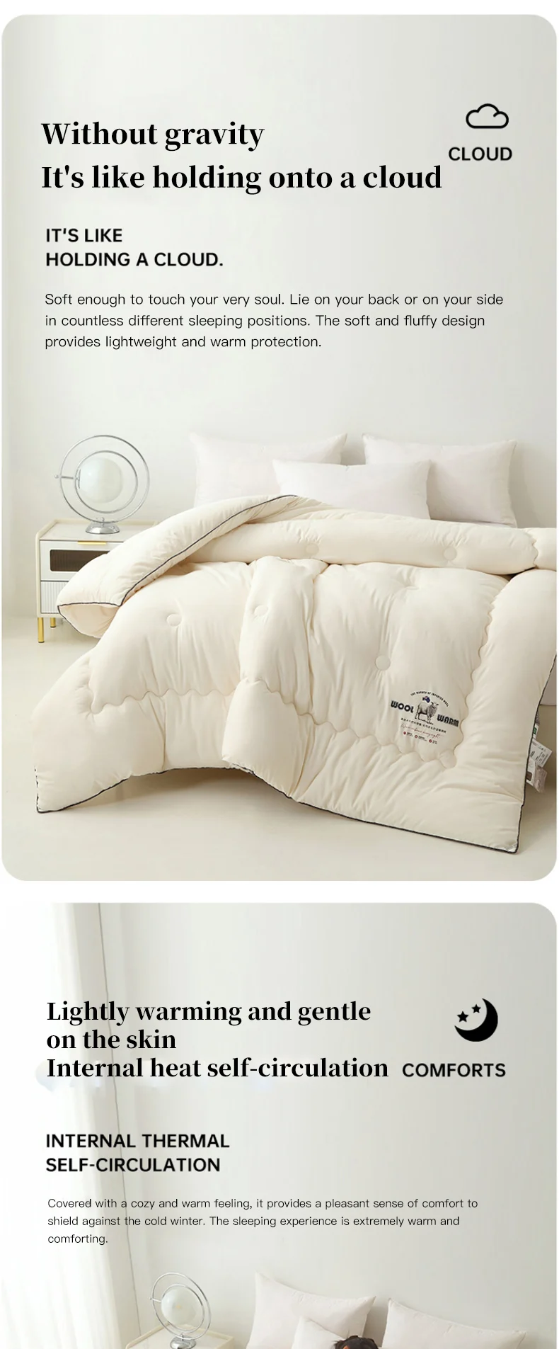 New Autumn and Winter Wool Quilt, Thick and Warm Winter Quilt, Quick Heating Quilt Core, Universal for All Seasons