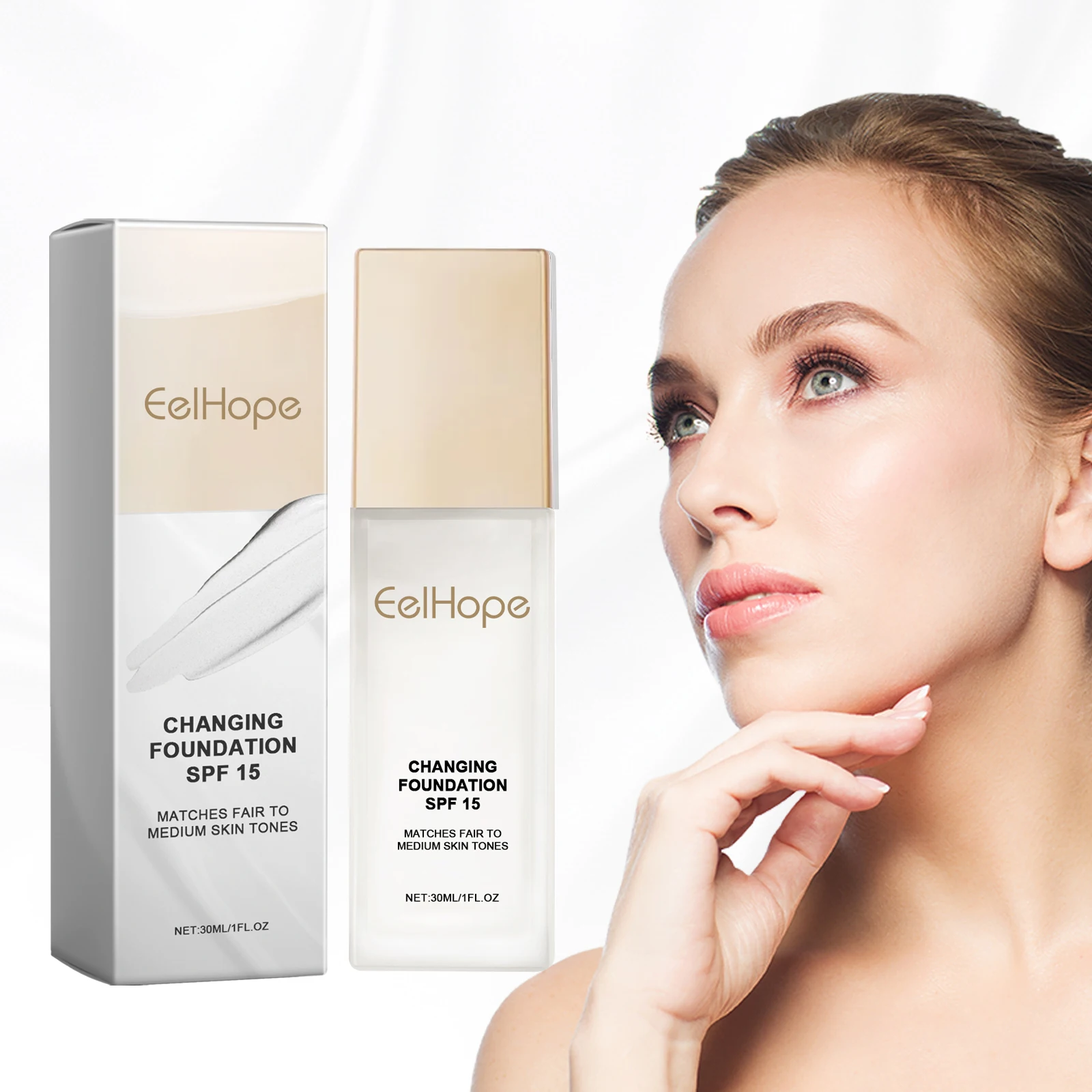 Color Changing Foundation SPF15 30ml Hydrating Long Lasting High Coverage Natural Finish Lightweight Face Makeup All Skin Types