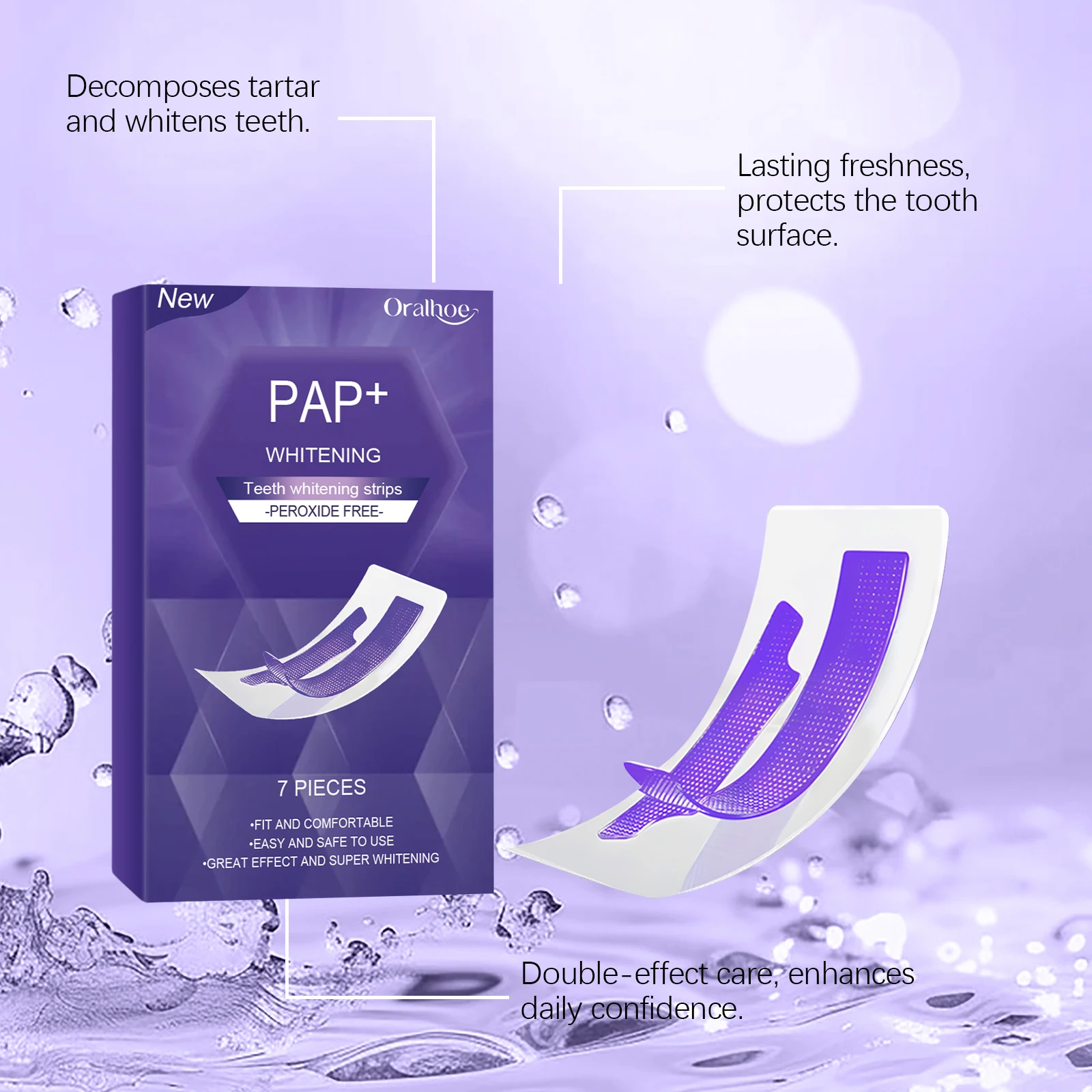 Purple Teeth Whitening Strips Bleaching Stains Remove Oral Whitening Supplies Tooth Stickers Remove Stains Care Stripes