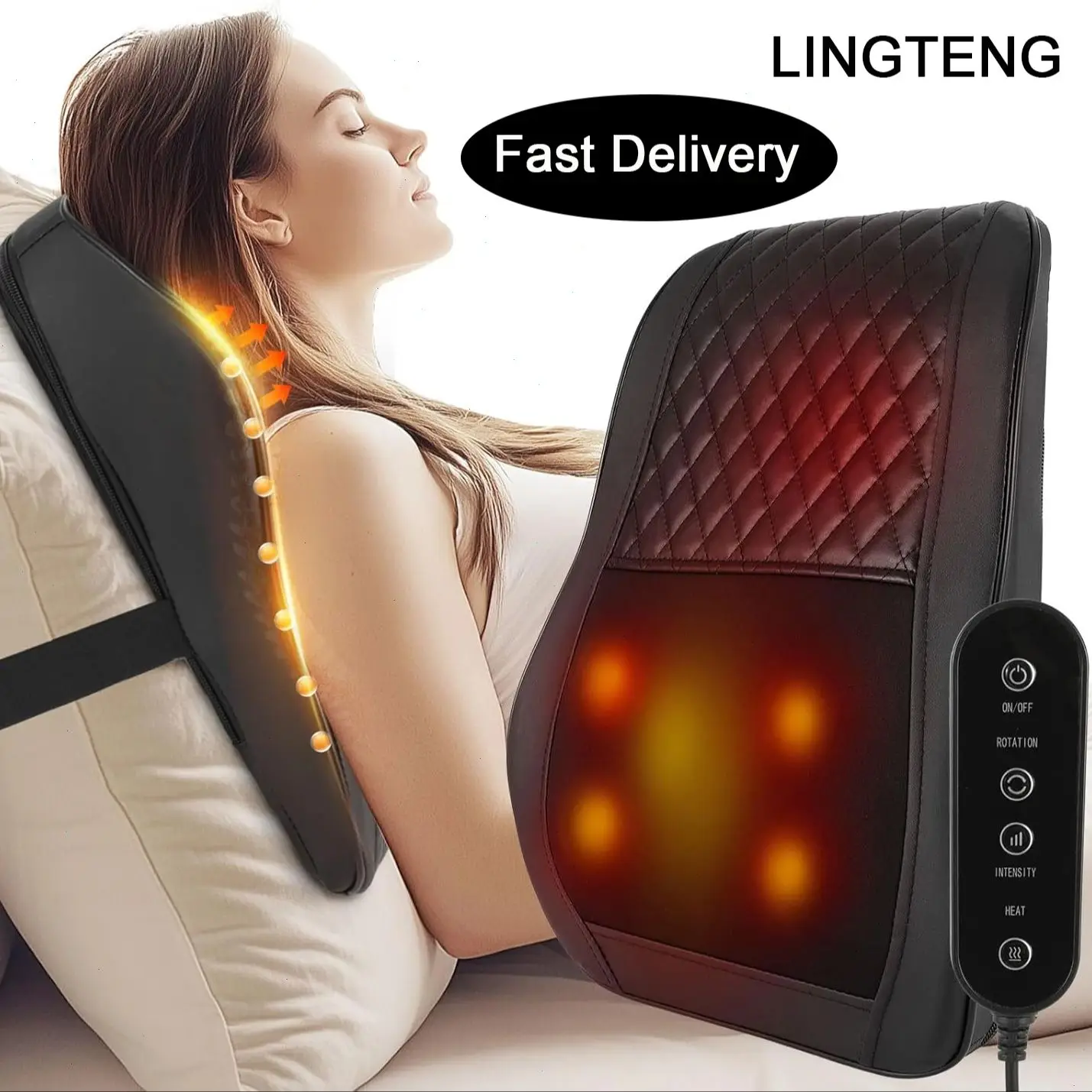 LINGTENG Heat Therapy + 3D Kneading Back Massager, Fits the Curves of Your Neck, Shoulders, Back, and Legs, 2500mAh Lithium Battery with USB Charging, Long-Lasting Power. Perfect for Office Workers and Elders, an Ideal Christmas or Birthday Gift.
