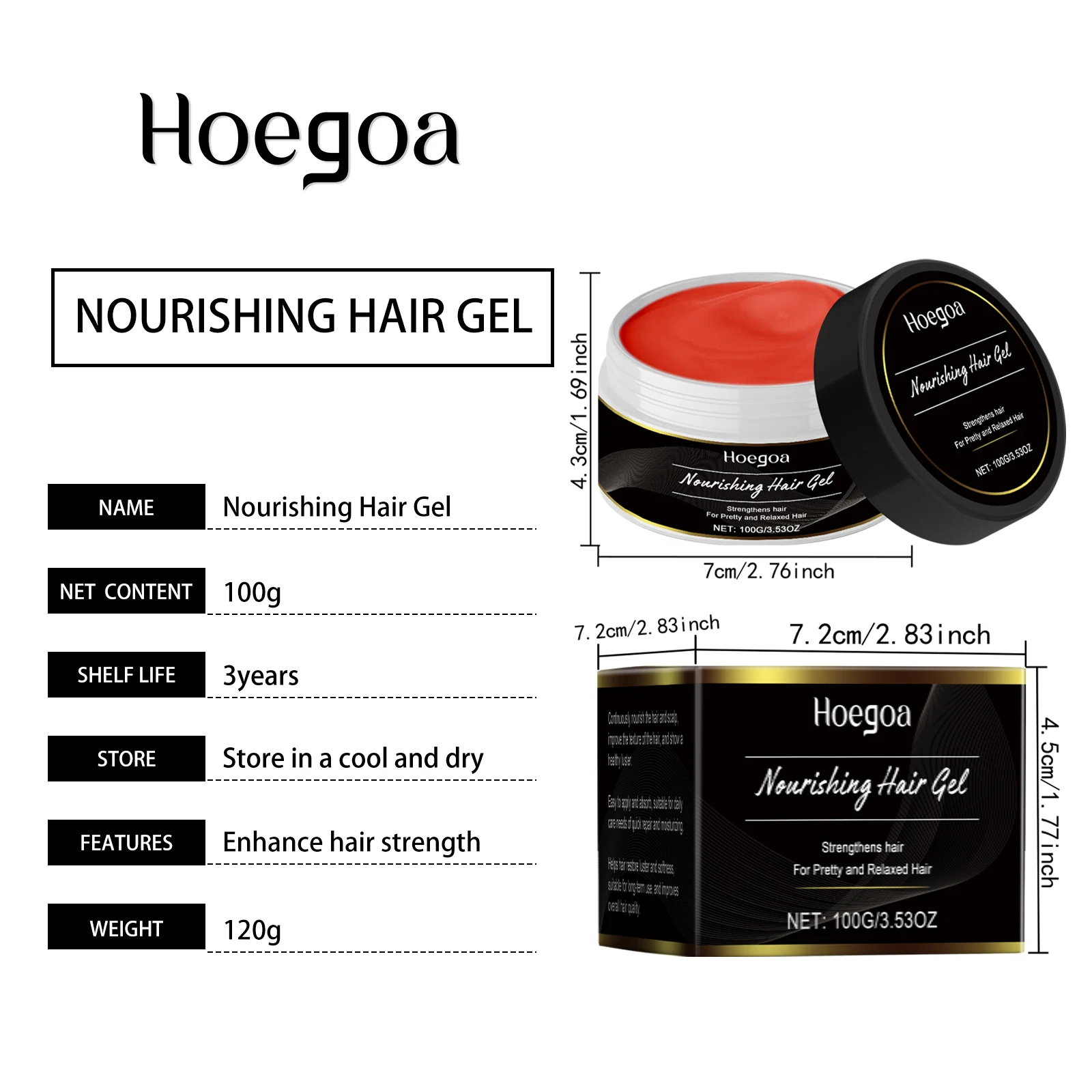 Hoegoa Nourishing Hair Gel for Men Women Edge Control Damage Repair Anti Frizz Long Lasting Style Smooth Glossy Hair Styling Gel