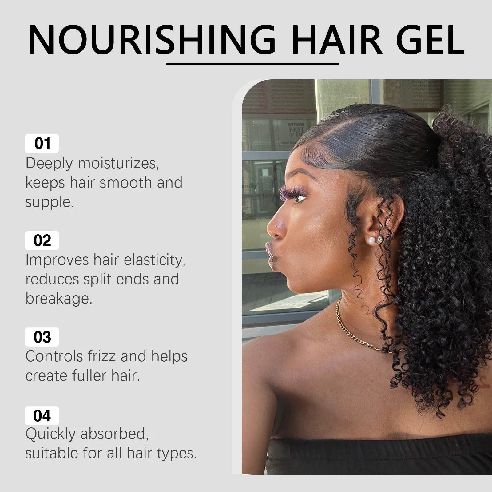 Hoegoa Nourishing Hair Gel for Men Women Edge Control Damage Repair Anti Frizz Long Lasting Style Smooth Glossy Hair Styling Gel