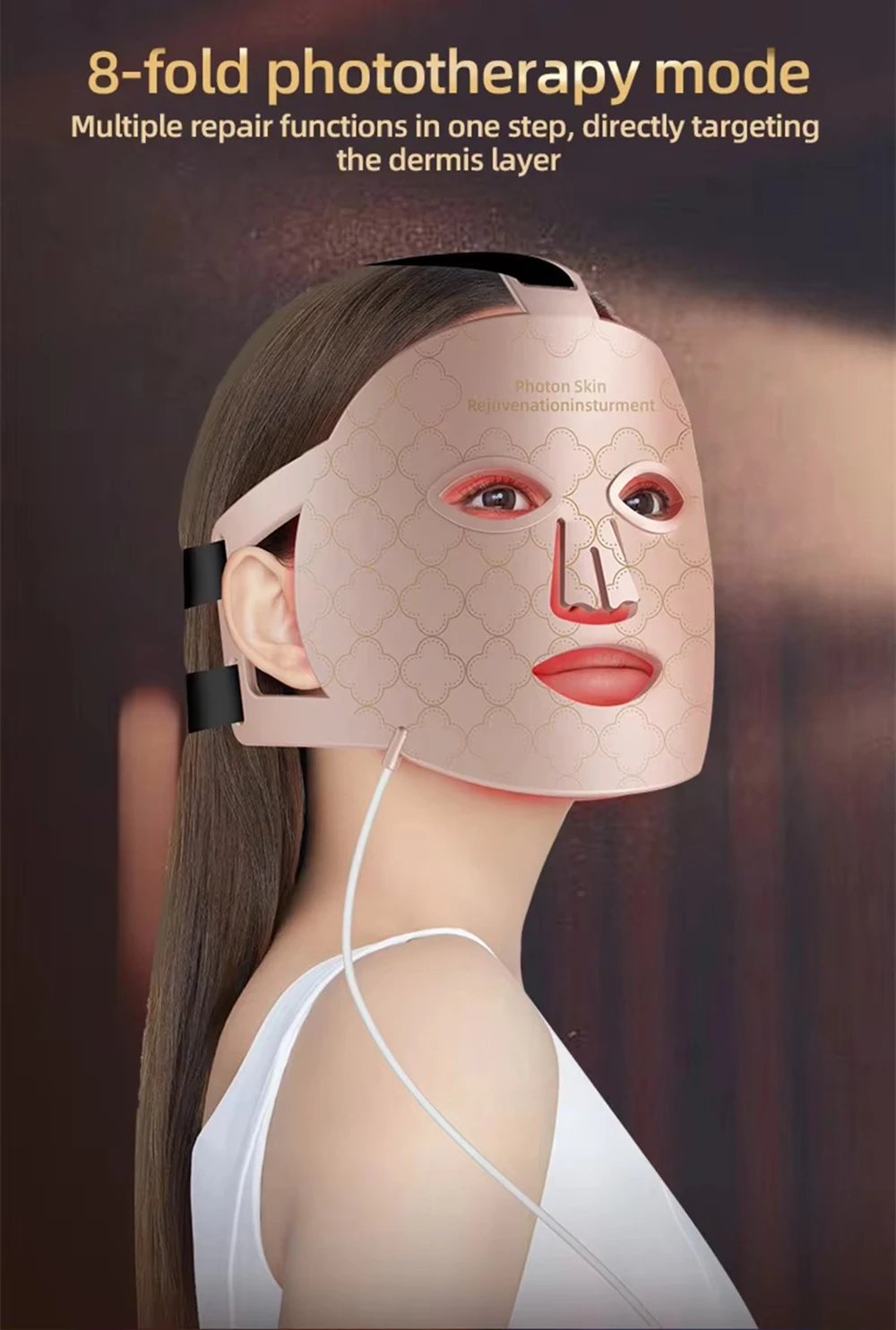 New 8 Colors Photon Nir Light Skin Rejuvenation for Facial 850nm Led Red Infrared Led Face Mask Red Light Therapy Photon Mask