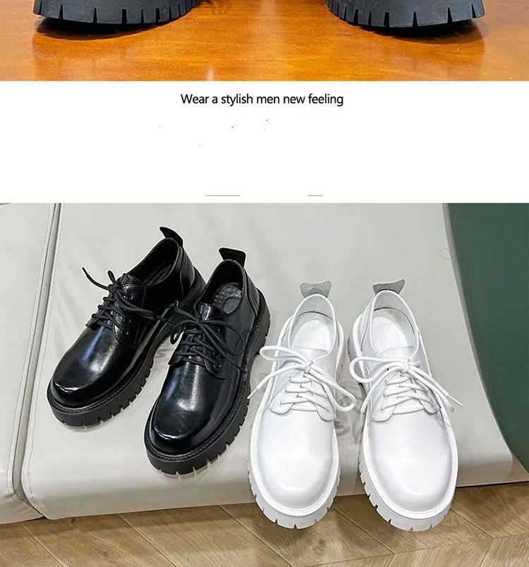 STRONGSHEN Men's Low Top British Leather Shoes Big Head Warm Fur Thick Bottom Non Slip Work Shoes Elevator Casual Oxford Shoes