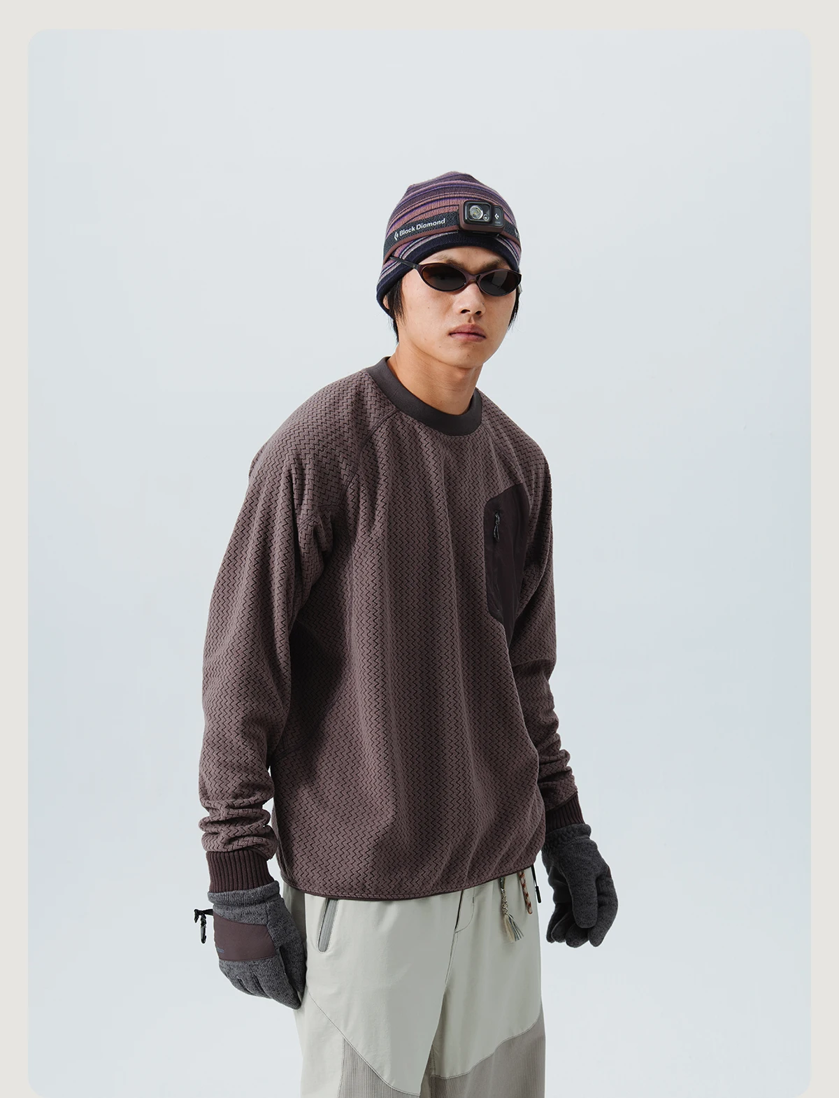 Mountain-Ready Crewneck: Engineered with Ribbed Neck, Reflective Logo, & Secure Chest Pocket for Outdoor Style Unisex