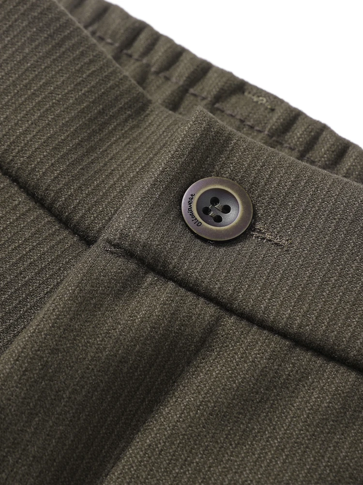 Winter Thick Casual Pants Men Korean Fashion Banded Waist Stretch Wide Leg Suit Slacks Straight Loose Drape Trousers
