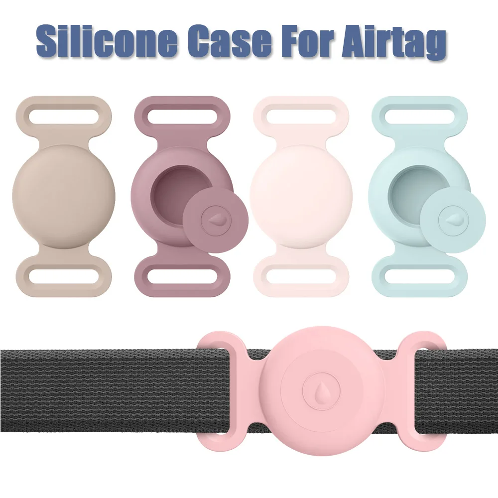 Soft Silicone Case With Keychain For Apple Airtag Dog Cat Collar Anti-Scratch Protective Cover For Air tag Luggage Backpacks