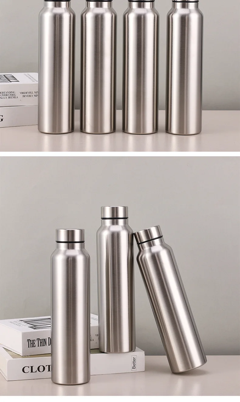 High Quality 1000ml Stainless Steel Sport Water Bottle Single-layer Rugged Water Cup Metal Flask Drinkware Camping Sports Gym