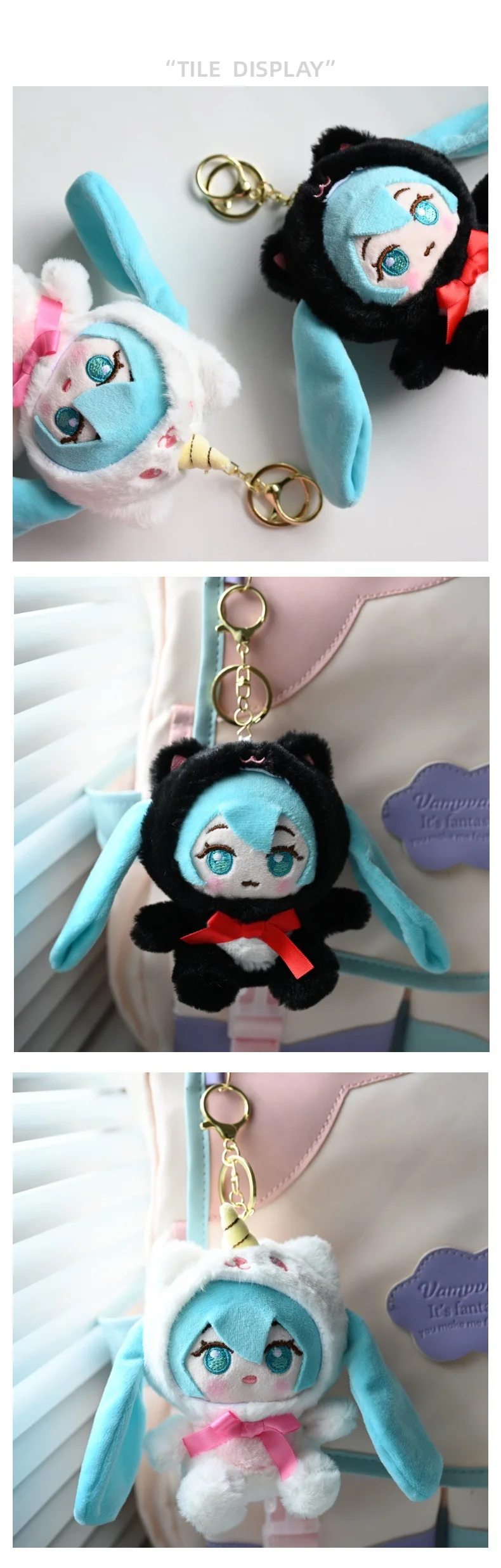Japanese Style Hatsune Miku Plush Toy Cartoon Plush Keychain Student Schoolbag Accessories Decoration Anime Peripherals Gifts