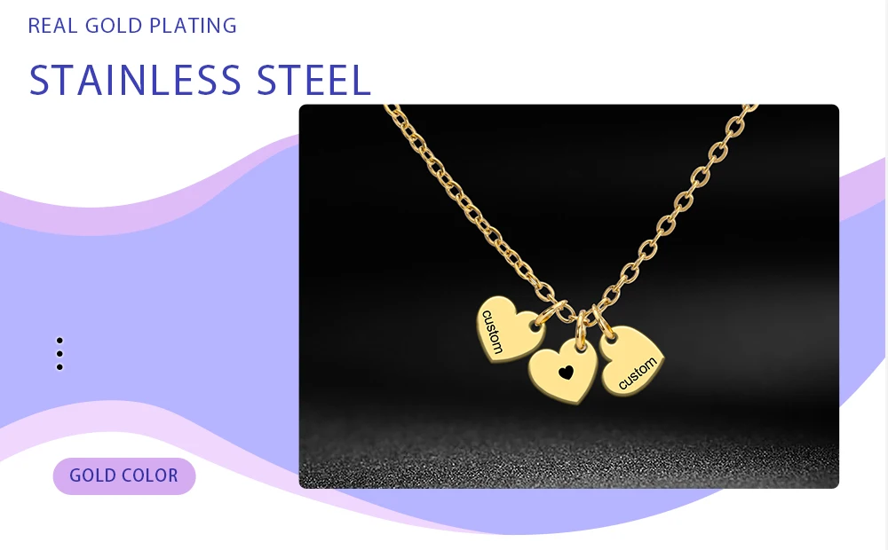 Engrave Name Personalized Couple Heart Necklace for Women Men Custom Family Mother Gift Stainless Steel Gold Color Chain Jewelry