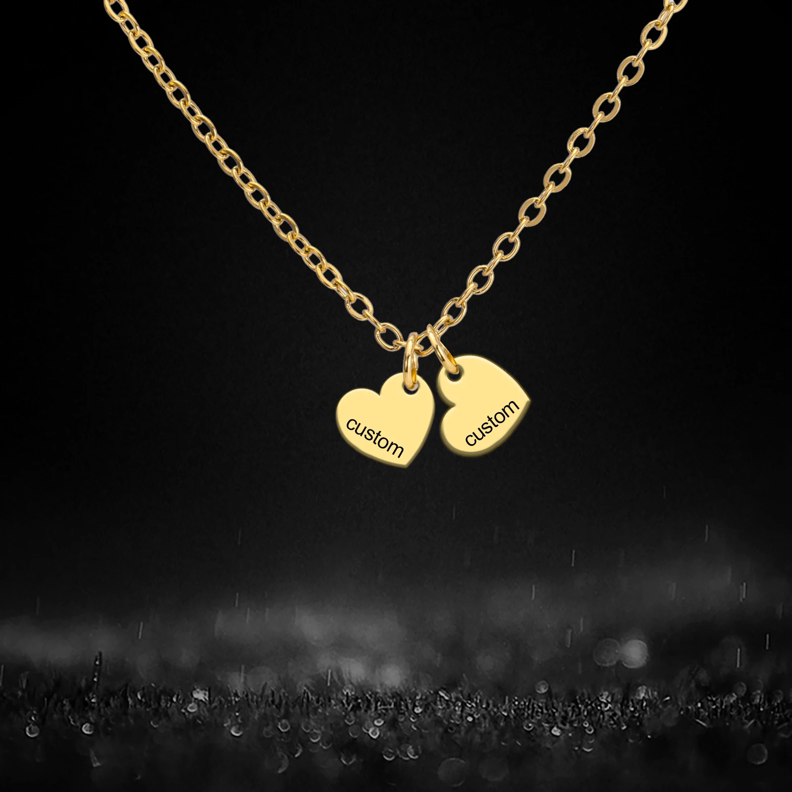 Engrave Name Personalized Couple Heart Necklace for Women Men Custom Family Mother Gift Stainless Steel Gold Color Chain Jewelry