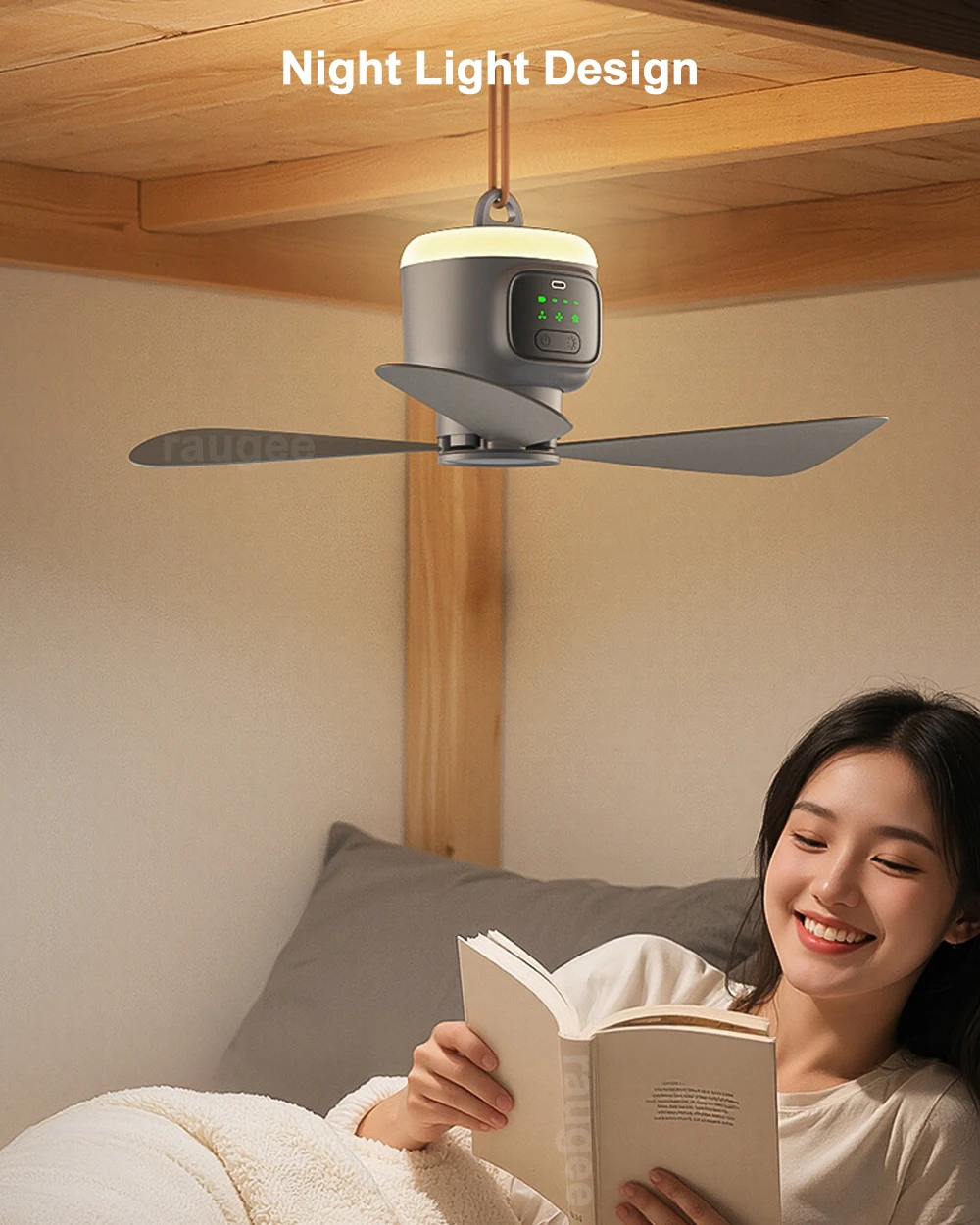 12000mAh Portable Ceiling Fans Outdoor Camping Fan Tent Air Circulator Cooler Rechargeable Electric Fan Remote Control LED Light
