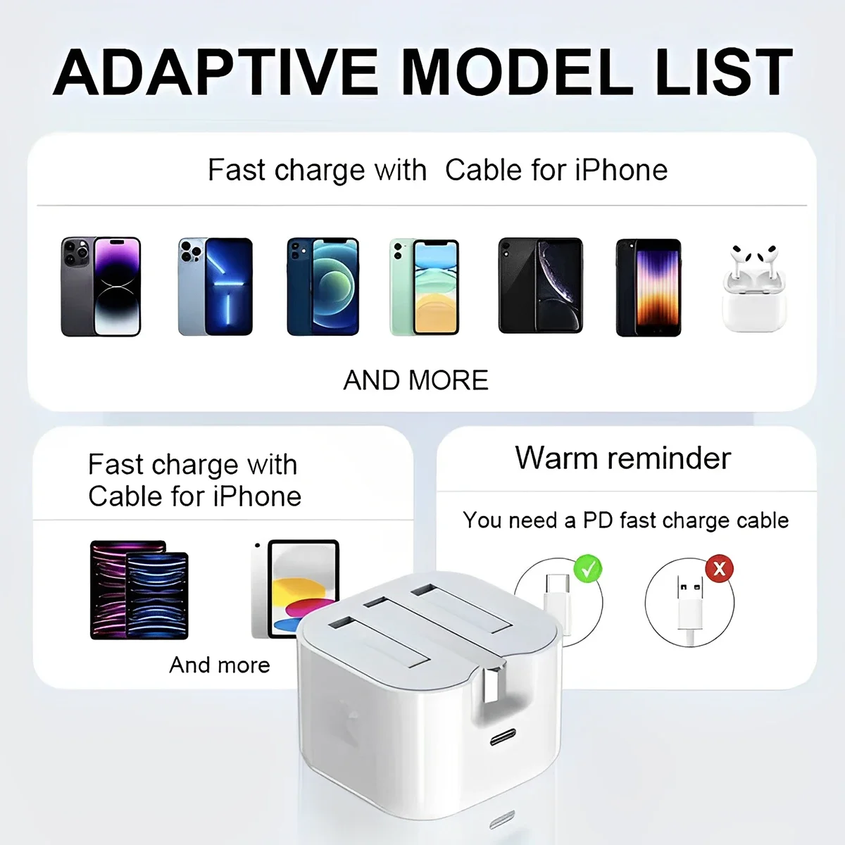 British Standard Charger Fast Charger with PD Ports Charger for iPhone for Galaxy UK Plug, PD Charger Adapter, Sleek Charger Des