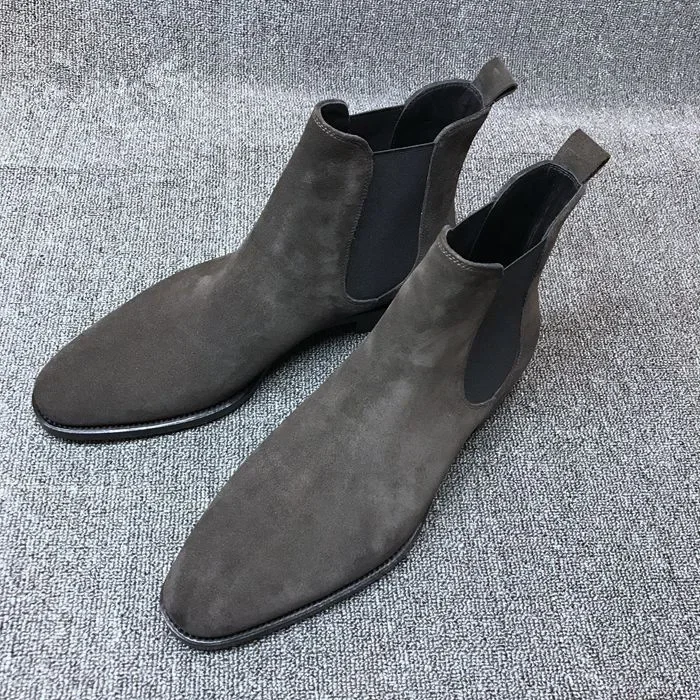 Designer Men Chelsea Boots Luxury Velvet Men's Ankle Boots High Quality Suede Leather Shoes for Men Dress Boots Botas de Hombre